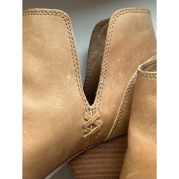 Frye Womens Jennifer Cutout Bootie Heeled Tan Leather Pointed Toe Slip On Sz 9.5 - Picture 4 of 14